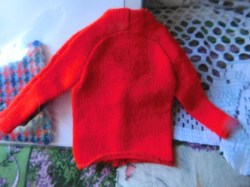 3408 BARBIE DOLL 1971 - 72 SUPER SCARF PLAID SKIRT, AND LONG SLEEVE RED TOP,, NO SCARF